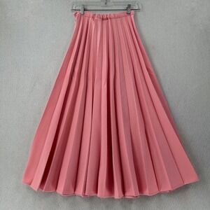 Vintage Wool Pleated Maxi Skirt Size XS Pink Long Made in USA